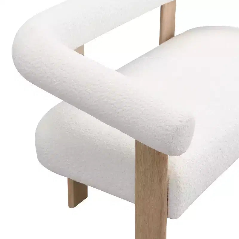 Christopher Knight Home Webb Causeuse rembourrée en bouclette de 53 po en bois d'hévéa au design moderne