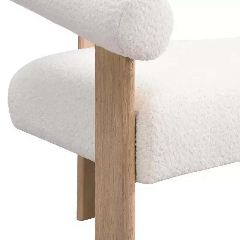 Christopher Knight Home Webb Causeuse rembourrée en bouclette de 53 po en bois d'hévéa au design moderne