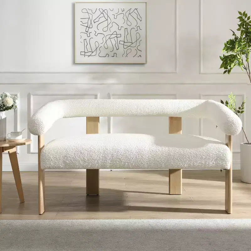 Christopher Knight Home Webb 53 Modern Rubberwood Boucle Upholstered Loveseat