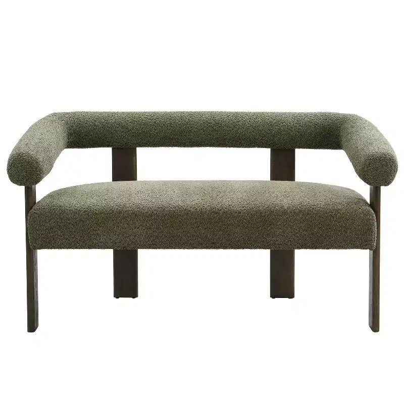 Christopher Knight Home Webb Causeuse rembourrée en bouclette de 53 po en bois d'hévéa au design moderne