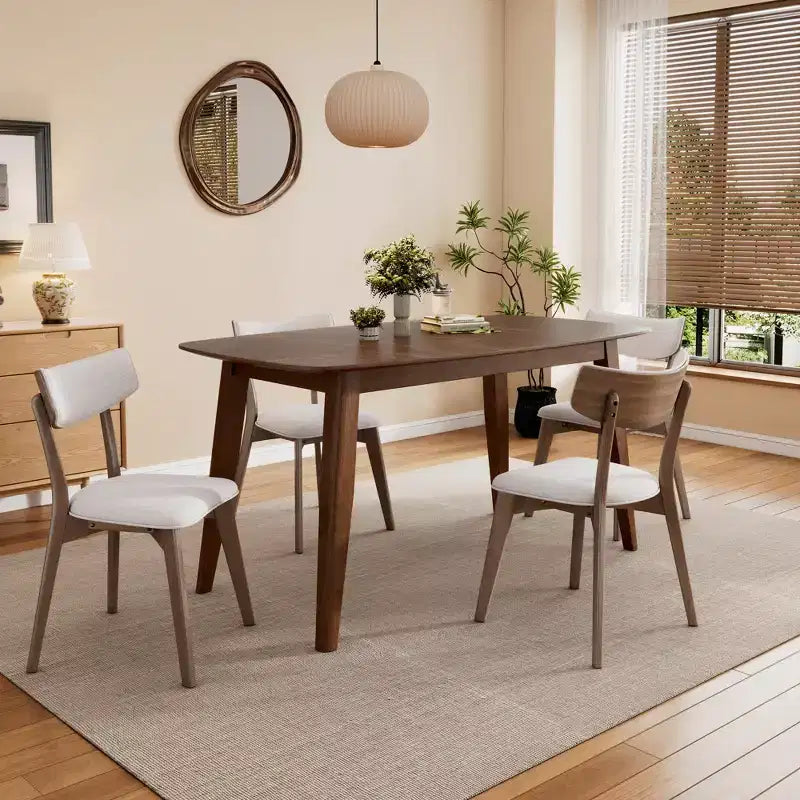 Ensemble de salle à manger Christopher Knight Home Walton 5 pièces en bois d'hévéa rembourré, style milieu de siècle