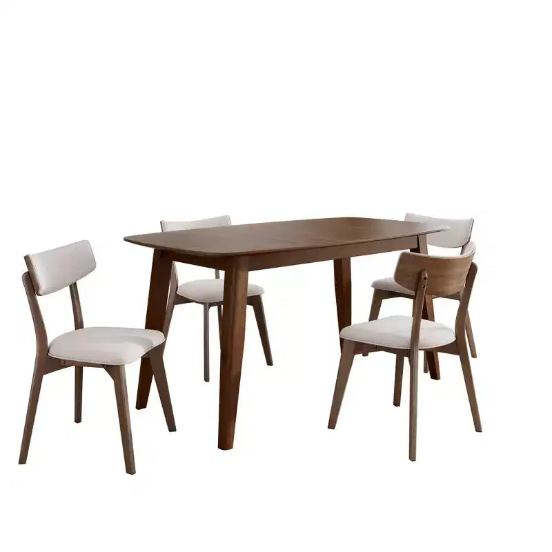 Ensemble de salle à manger Christopher Knight Home Walton 5 pièces en bois d'hévéa rembourré, style milieu de siècle