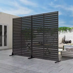 Paravent décoratif à persiennes 8 pans en acier galvanisé noir | 183H x 120W x 40D cm