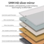 Miroir de salle de bain LED arqué 28x48 : Affichage heure/température, Rétroéclairage, Anti-buée, Intensité variable, Cadre noir