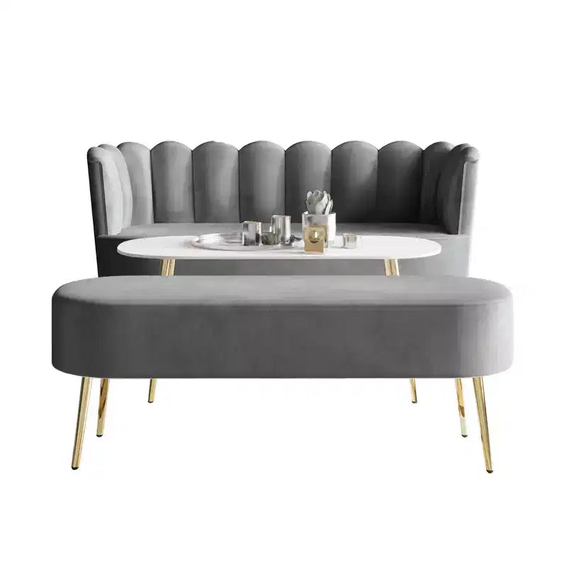 ChaletPosh Canapé en velours avec banc et table basse