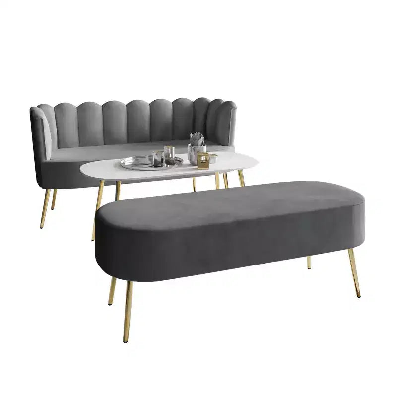 ChaletPosh Canapé en velours avec banc et table basse