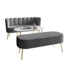 ChaletPosh Canapé en velours avec banc et table basse