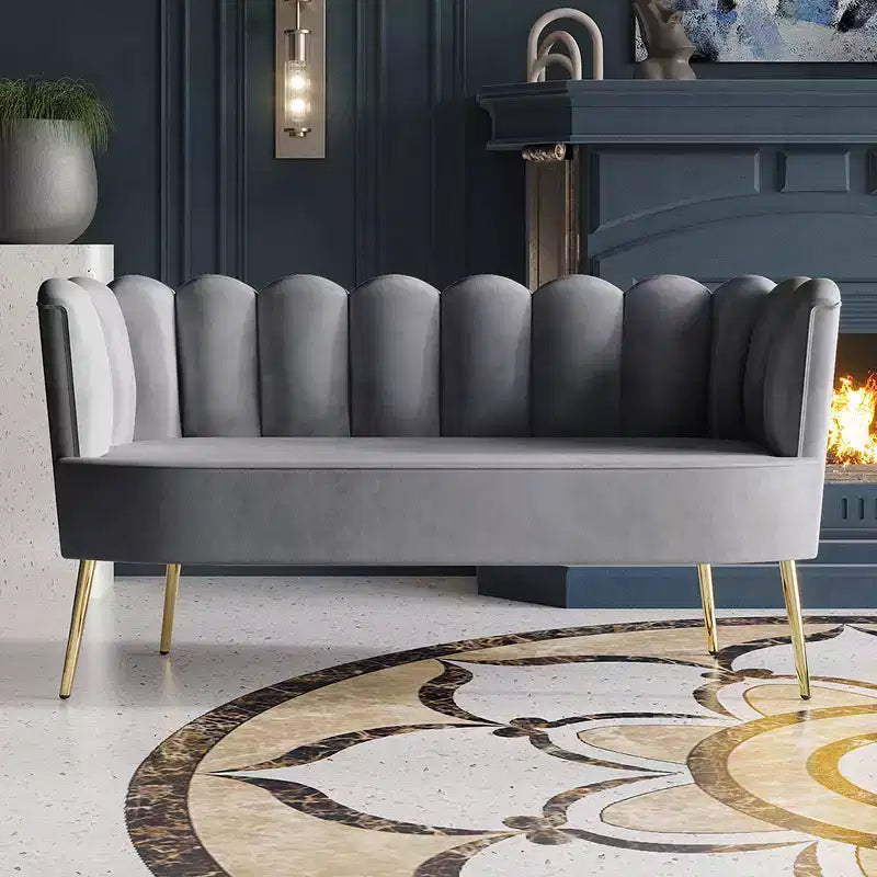 ChaletPosh Canapé en velours avec banc et table basse