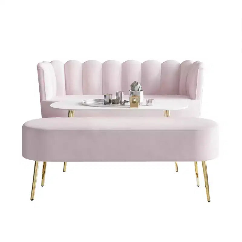 ChaletPosh Canapé en velours avec banc et table basse
