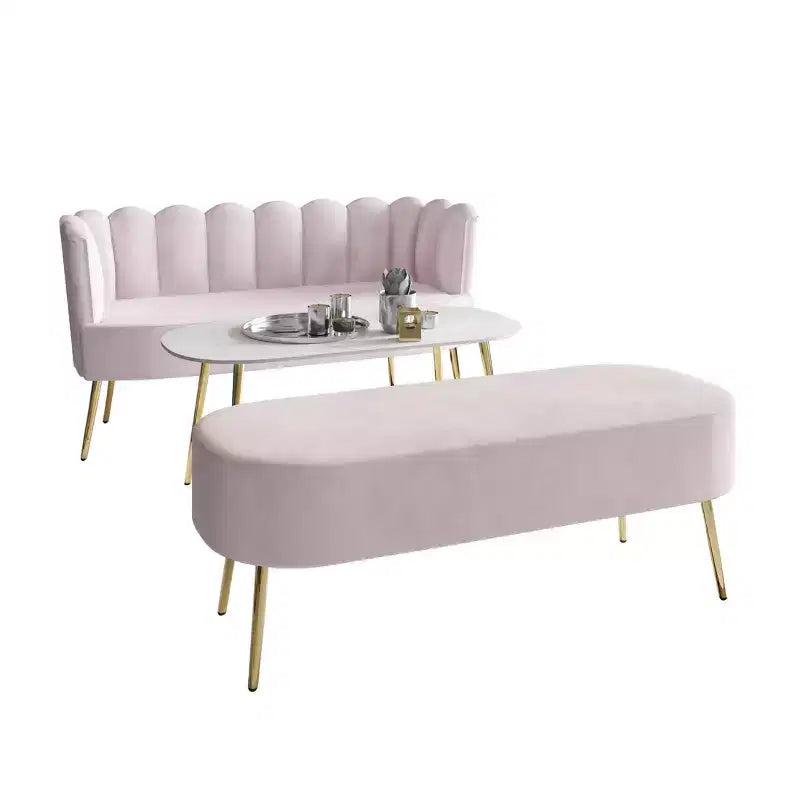 ChaletPosh Canapé en velours avec banc et table basse