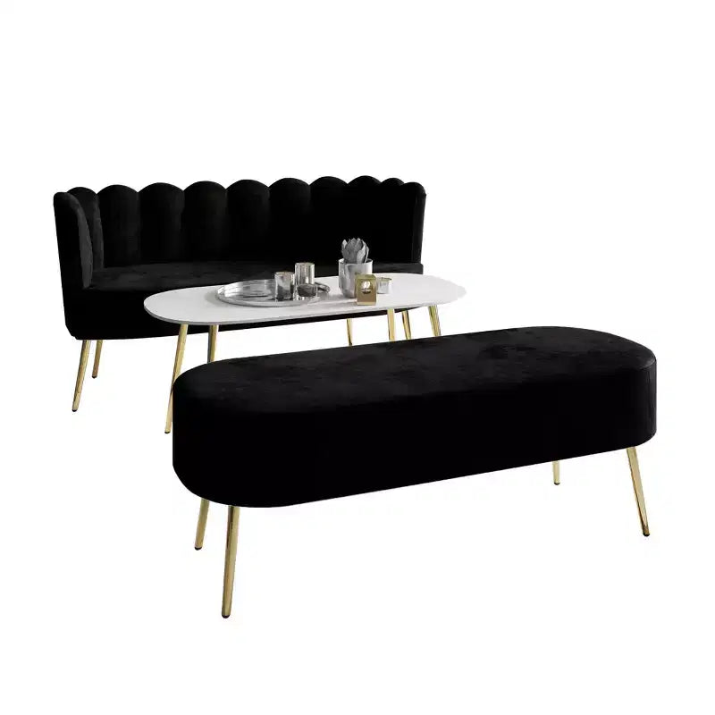 ChaletPosh Canapé en velours avec banc et table basse