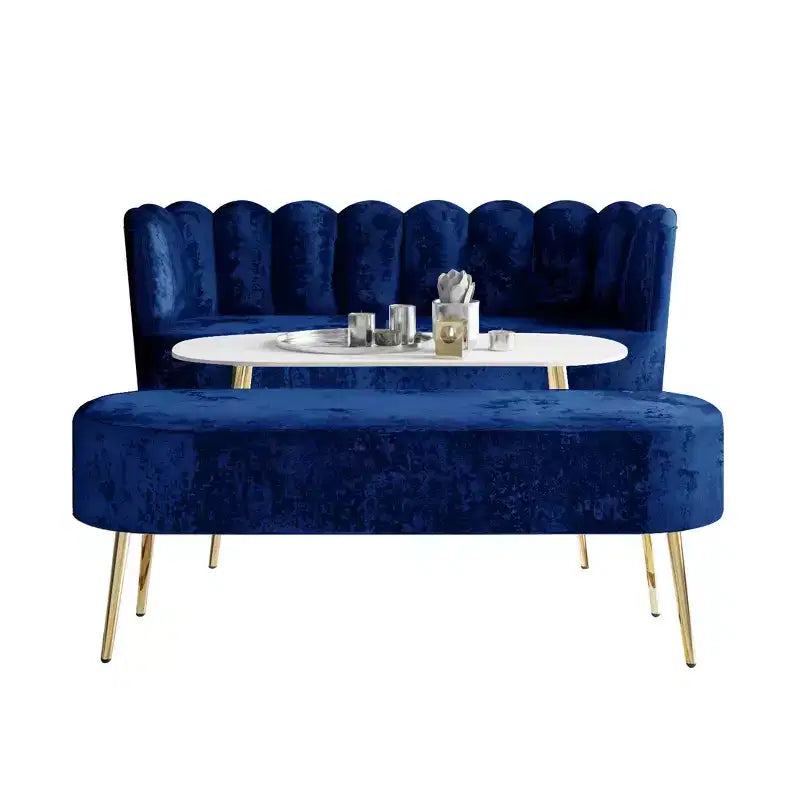 ChaletPosh Canapé en velours avec banc et table basse