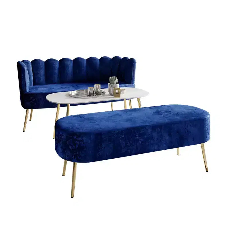 ChaletPosh Canapé en velours avec banc et table basse