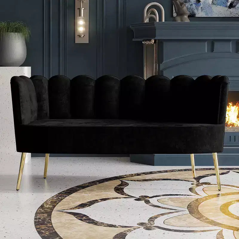 ChaletPosh Canapé en velours avec banc et table basse