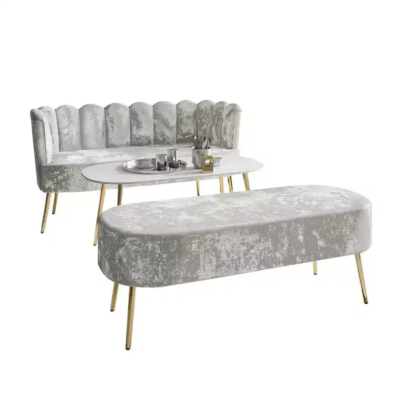 ChaletPosh Canapé en velours avec banc et table basse