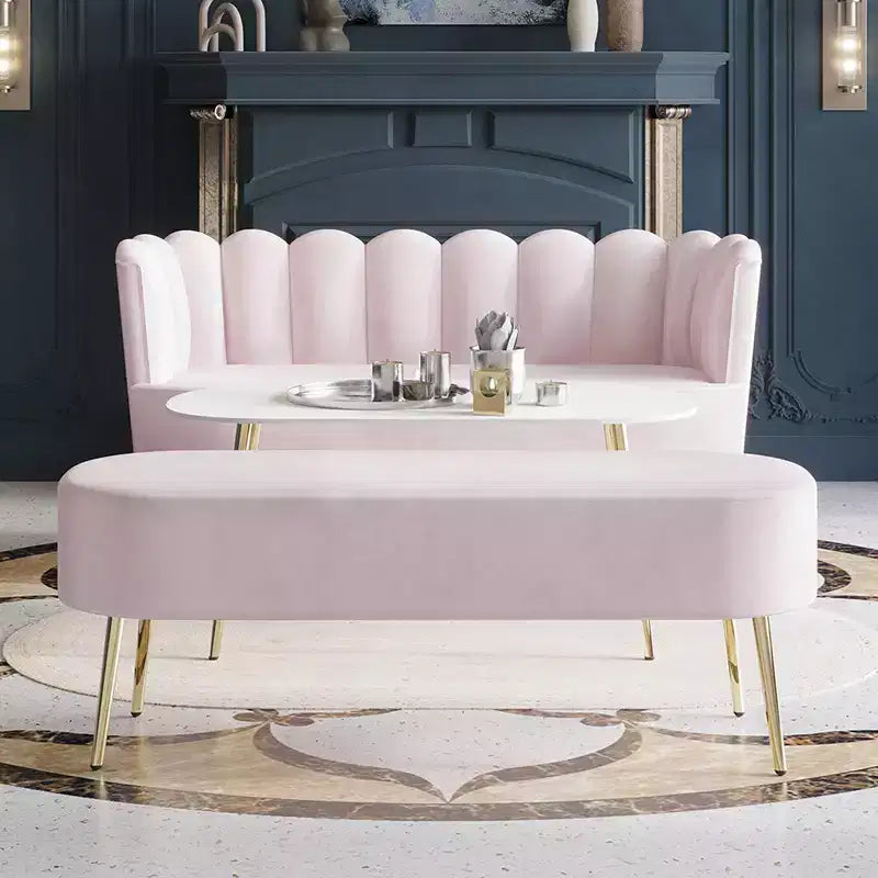 ChaletPosh Canapé en velours avec banc et table basse