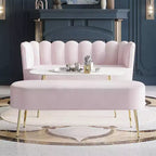 ChaletPosh Canapé en velours avec banc et table basse