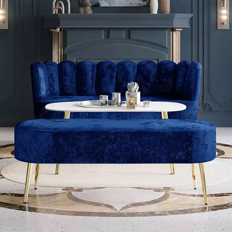 ChaletPosh Canapé en velours avec banc et table basse