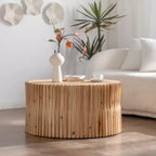 Table basse cylindrique de 31,5 cm de style rétro avec relief à texture verticale
