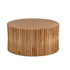 Table basse cylindrique de 31,5 cm de style rétro avec relief à texture verticale