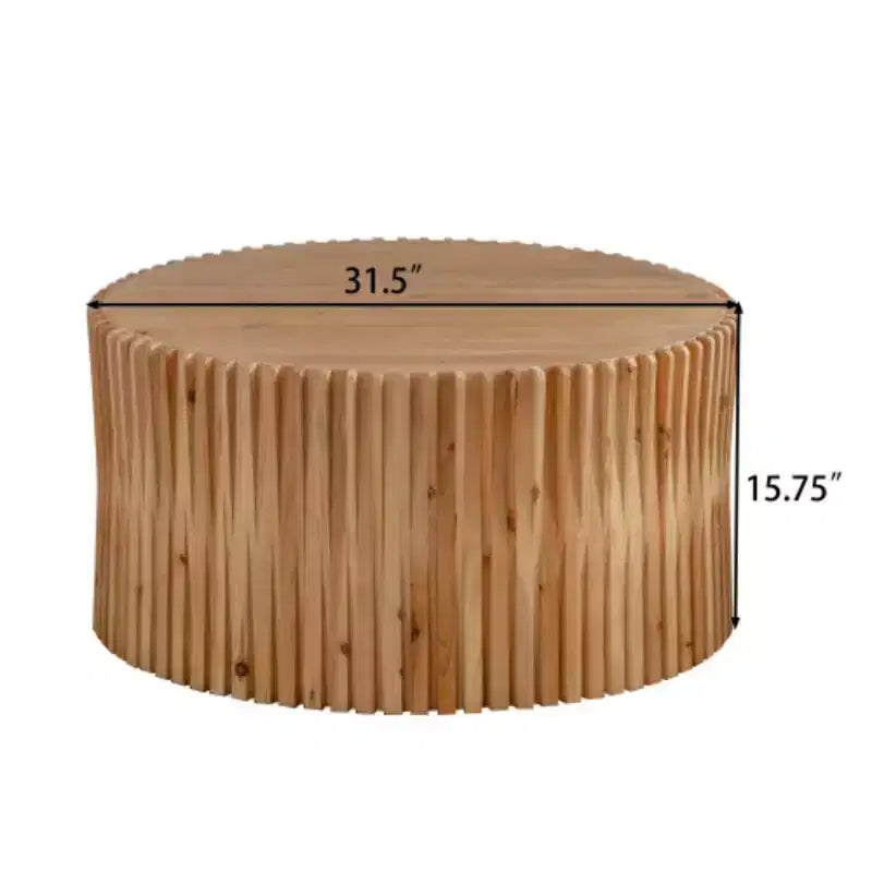 Table basse cylindrique de 31,5 cm de style rétro avec relief à texture verticale