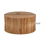 Table basse cylindrique de 31,5 cm de style rétro avec relief à texture verticale