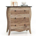 Costway 1/2 PCS 30 Farmhouse Chest of Drawers with 3 Folding Fabric Drawers Anti-tipping Kit Brown