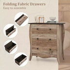 Costway Lot de 1/2 commodes de ferme 76 cm avec 3 tiroirs pliables en tissu, kit anti-basculement, marron