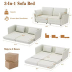 Canapé-Lit Extensible Queen Size de 66 Pouces, Canapé-Lit Convertible 3-en-1 avec Coussins Épais, Multi-Fonctionnel
