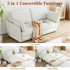 Canapé-Lit Extensible Queen Size de 66 Pouces, Canapé-Lit Convertible 3-en-1 avec Coussins Épais, Multi-Fonctionnel
