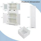 Meuble de rangement pour salle de bain Costway, Armoire de cuisine avec 2 tiroirs et portes vitrées Blanc/Gris/Noir