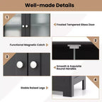 Meuble de rangement pour salle de bain Costway, Armoire de cuisine avec 2 tiroirs et portes vitrées Blanc/Gris/Noir