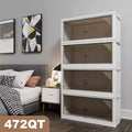 4-Pack 31.5 Wide Transparent Plastic Storage Cabinets for Closet Organizers and Storage, Folding Storage Box