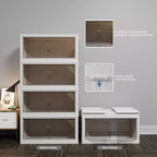 Lot de 4 armoires de rangement transparentes en plastique de 80 cm de large pour l'organisation et le rangement de placards, boîte de rangement pliable