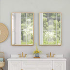 91cm Gold Aluminum Rectangular Mirror with Slim Frame and Right Angles, 1.5cm Depth (Double-Sided)