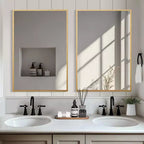 Miroir rectangulaire doré en aluminium de 91 cm avec cadre mince et angles droits, profondeur de 1,5 cm (double face)