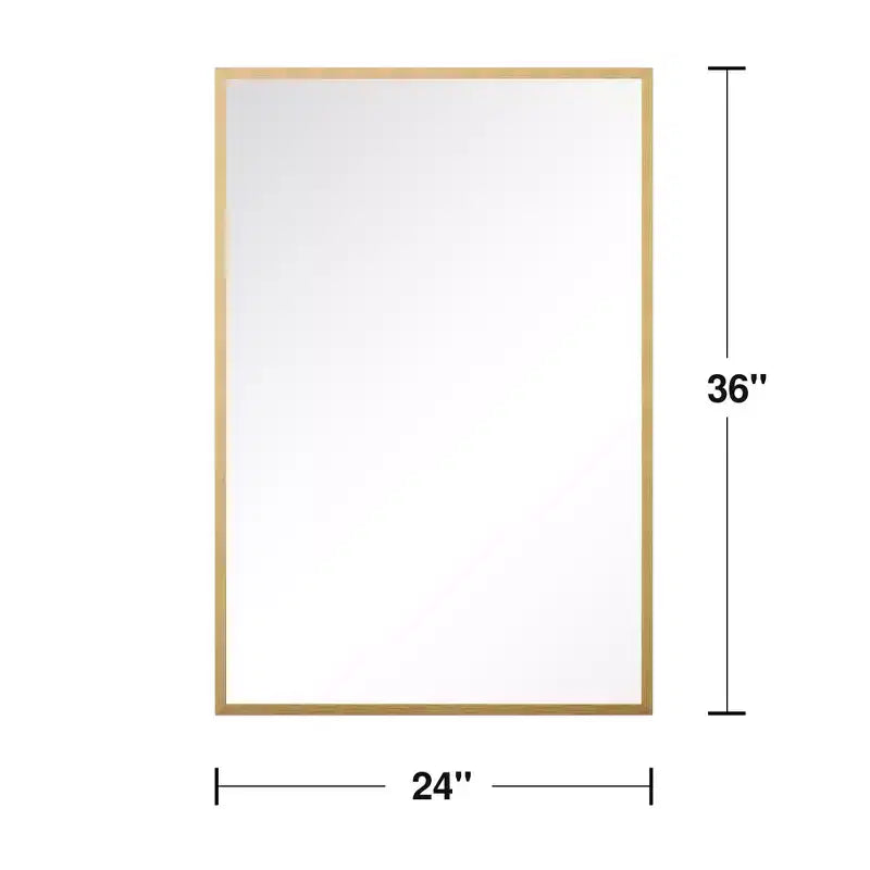 Miroir rectangulaire doré en aluminium de 91 cm avec cadre mince et angles droits, profondeur de 1,5 cm (double face)
