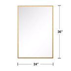 Miroir rectangulaire doré en aluminium de 91 cm avec cadre mince et angles droits, profondeur de 1,5 cm (double face)