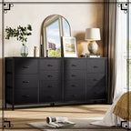 63 Wide Dresser with 14 Fabric Drawers, Built-In USB Ports, Multi-Functional Storage Unit for TV, Bedroom, Living Room, or Office