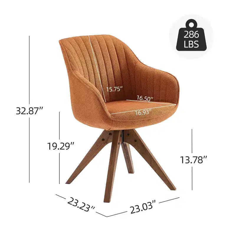 Fauteuil pivotant Art Leon confortable en tissu avec pieds en chêne massif