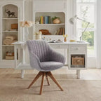 Fauteuil pivotant Art Leon confortable en tissu avec pieds en chêne massif
