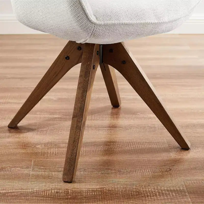 Fauteuil pivotant Art Leon confortable en tissu avec pieds en chêne massif