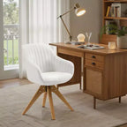 Fauteuil pivotant Art Leon confortable en tissu avec pieds en chêne massif