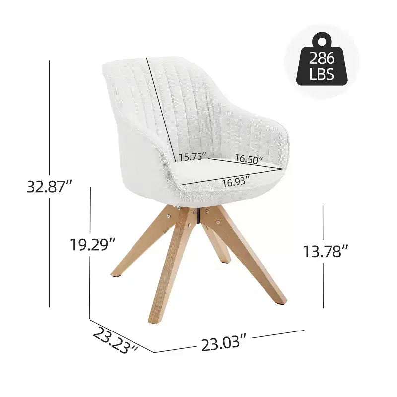 Fauteuil pivotant Art Leon confortable en tissu avec pieds en chêne massif