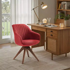 Fauteuil pivotant Art Leon confortable en tissu avec pieds en chêne massif
