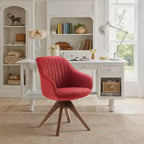 Fauteuil pivotant Art Leon confortable en tissu avec pieds en chêne massif