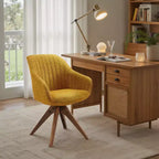 Fauteuil pivotant Art Leon confortable en tissu avec pieds en chêne massif