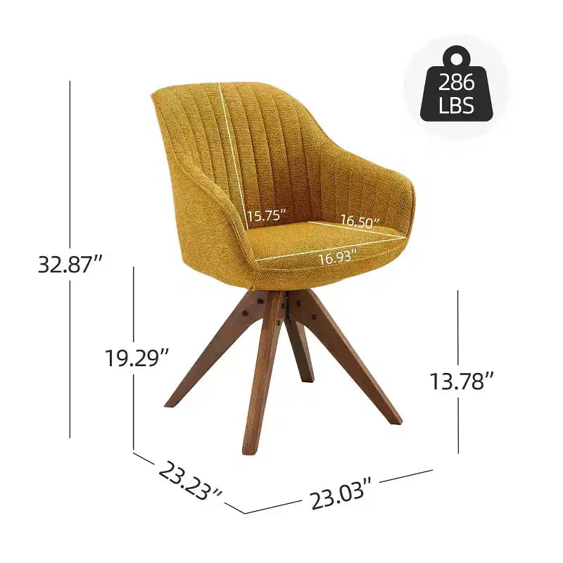 Fauteuil pivotant Art Leon confortable en tissu avec pieds en chêne massif