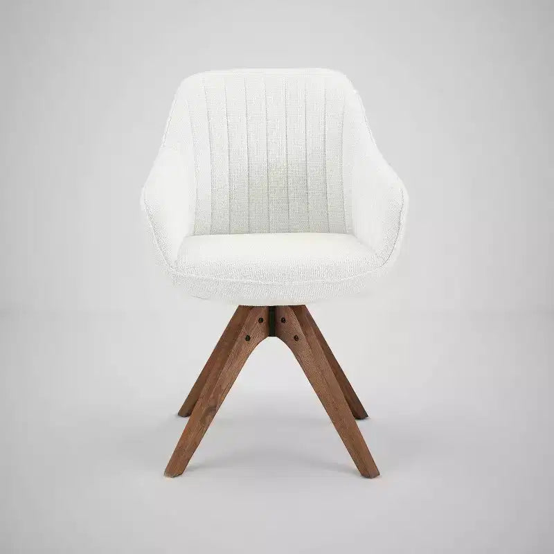 Fauteuil pivotant Art Leon confortable en tissu avec pieds en chêne massif