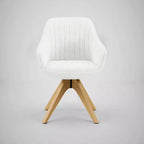 Fauteuil pivotant Art Leon confortable en tissu avec pieds en chêne massif